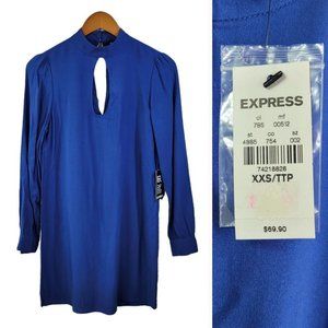 New Express Size XXS Dress Casual Solid slip dress lightweight mini Royal blue
